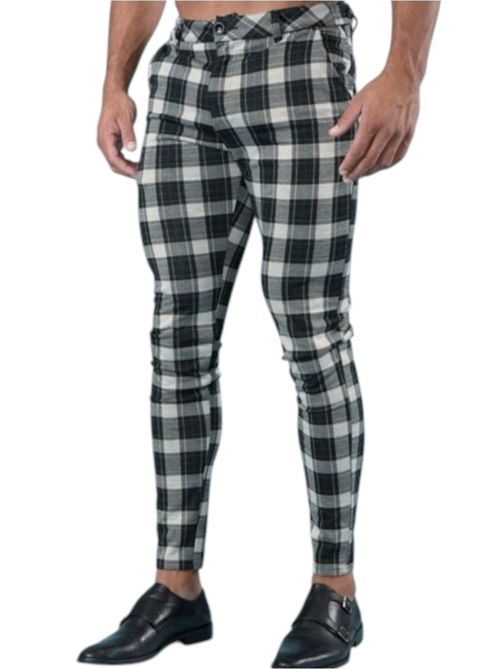 NWT Young LA Dapper Dress Pants Grey / Black Check Mens size 32 x 30